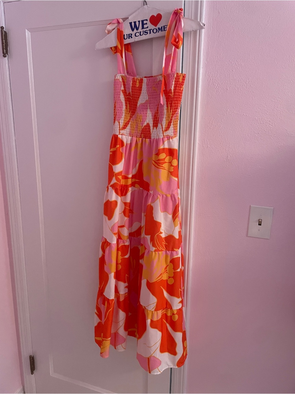 Pink & Orange Floral Tiered Sundress